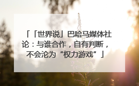 「世界说」巴哈马媒体社论：与谁合作，自有判断，不会沦为“权力游戏”