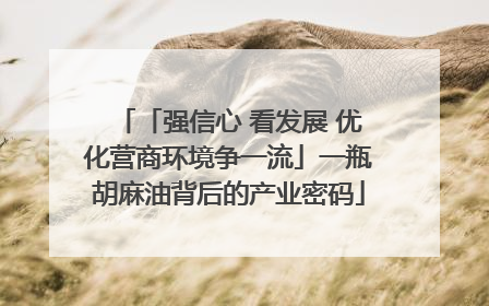 「强信心 看发展 优化营商环境争一流」一瓶胡麻油背后的产业密码