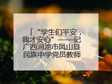 “学生们平安，我才安心”——记广西河池市凤山县民族中学党员教师汤冬萍