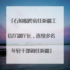 石如根跨省任新疆工信厅副厅长，连续多名年轻干部调任新疆