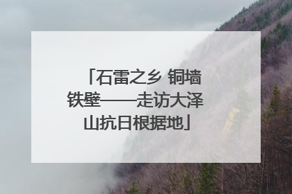 石雷之乡 铜墙铁壁——走访大泽山抗日根据地
