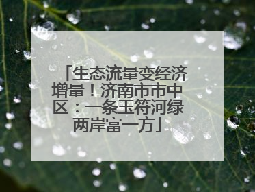 生态流量变经济增量！济南市市中区：一条玉符河绿两岸富一方