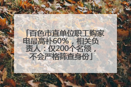 百色市直单位职工购家电最高补60％，相关负责人：仅200个名额，不会严格筛查身份