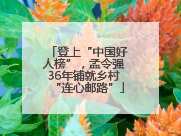 登上“中国好人榜”，孟令强36年铺就乡村“连心邮路”