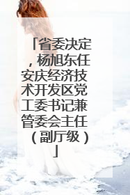 省委决定，杨旭东任安庆经济技术开发区党工委书记兼管委会主任（副厅级）