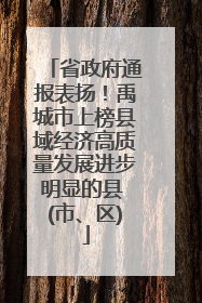 省政府通报表扬！禹城市上榜县域经济高质量发展进步明显的县 (市、区)