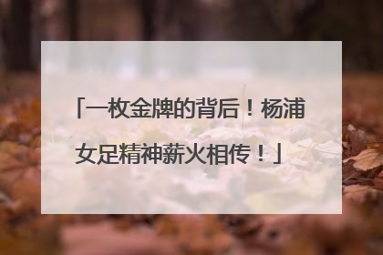 一枚金牌的背后！杨浦女足精神薪火相传！
