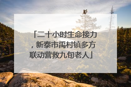 二十小时生命接力，新泰市禹村镇多方联动营救九旬老人