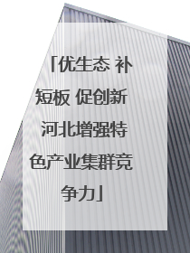优生态 补短板 促创新 河北增强特色产业集群竞争力