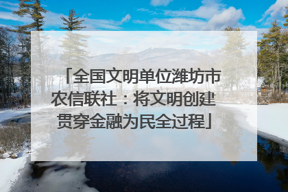 全国文明单位潍坊市农信联社：将文明创建贯穿金融为民全过程