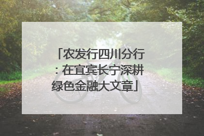 农发行四川分行：在宜宾长宁深耕绿色金融大文章