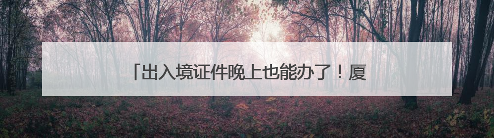 出入境证件晚上也能办了！厦门再次启动暑期“夜办专场”