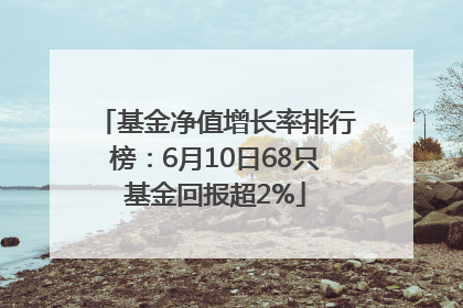 基金净值增长率排行榜：6月10日68只基金回报超2%