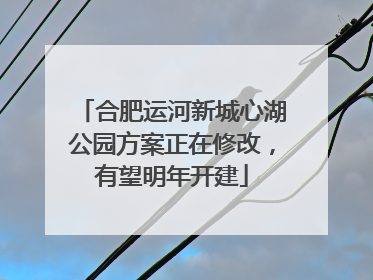 合肥运河新城心湖公园方案正在修改，有望明年开建