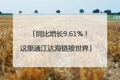 同比增长9.61%！这里通江达海链接世界