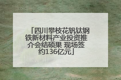 四川攀枝花钒钛钢铁新材料产业投资推介会结硕果 现场签约136亿元