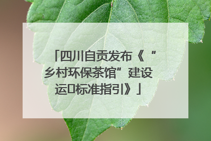 四川自贡发布《“乡村环保茶馆”建设运⾏标准指引》