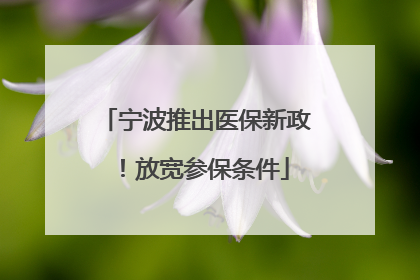 宁波推出医保新政！放宽参保条件