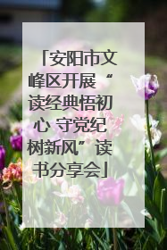 安阳市文峰区开展“读经典悟初心 守党纪树新风”读书分享会