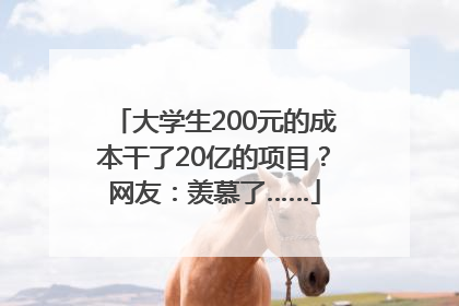 大学生200元的成本干了20亿的项目？网友：羡慕了……