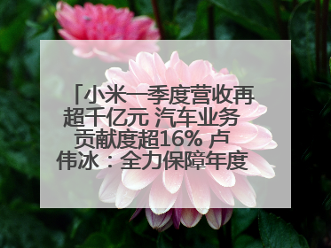 小米一季度营收再超千亿元 汽车业务贡献度超16% 卢伟冰：全力保障年度交付目标实现