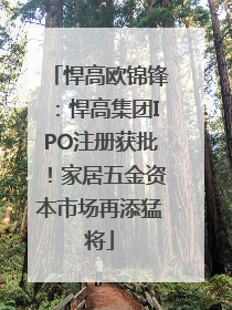 悍高欧锦锋：悍高集团IPO注册获批！家居五金资本市场再添猛将
