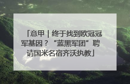意甲｜终于找到欧冠冠军基因？“蓝黑军团”聘请国米名宿齐沃执教