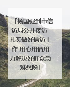 杨国强到市信访局公开接访 扎实做好信访工作 用心用情用力解决好群众急难愁盼