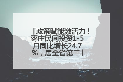 政策赋能激活力！枣庄民间投资1-5月同比增长24.7%，居全省第二