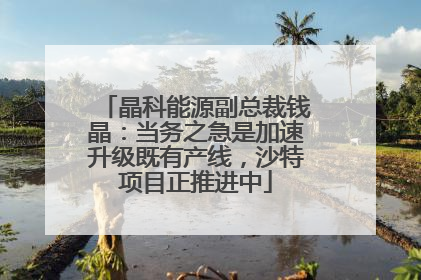 晶科能源副总裁钱晶：当务之急是加速升级既有产线，沙特项目正推进中