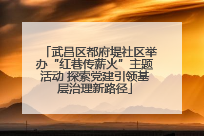武昌区都府堤社区举办“红巷传薪火”主题活动 探索党建引领基层治理新路径