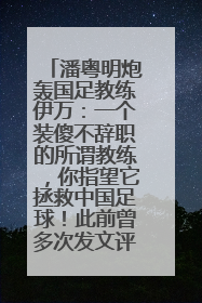 潘粤明炮轰国足教练伊万：一个装傻不辞职的所谓教练，你指望它拯救中国足球！此前曾多次发文评价国足