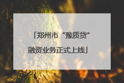 郑州市“豫质贷”融资业务正式上线