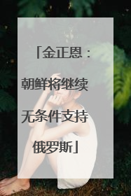 金正恩：朝鲜将继续无条件支持俄罗斯