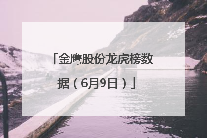 金鹰股份龙虎榜数据（6月9日）