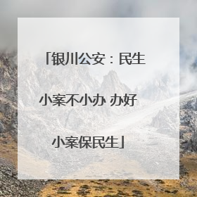 银川公安：民生小案不小办 办好小案保民生