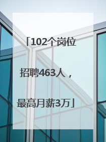 102个岗位招聘463人，最高月薪3万