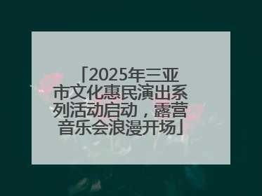 2025年三亚市文化惠民演出系列活动启动，露营音乐会浪漫开场